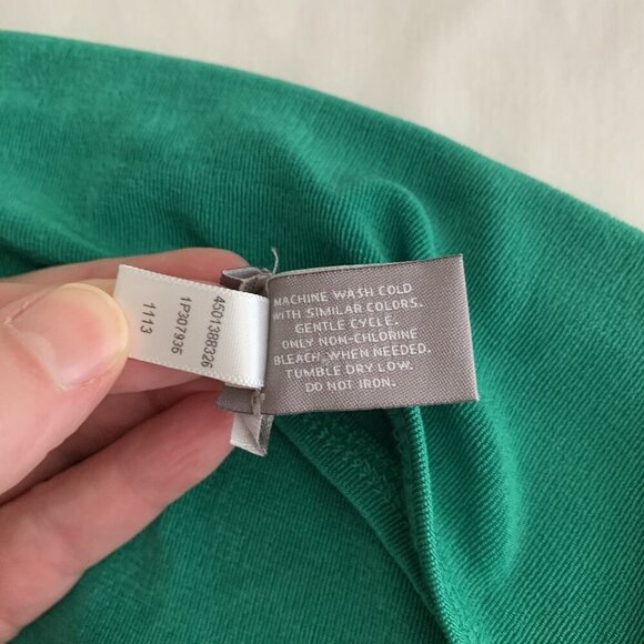 Chico’s Travelers 1 Green Roll Tab 3/4 Sleeve Shirt Top Size 8 - Picture 7 of 8